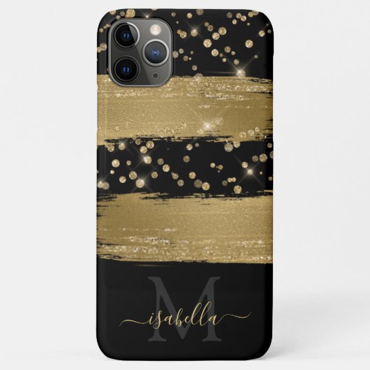 Monogrammed Mobiele Telefoon Case Zwart Goud (Achterkant)