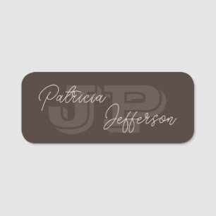 Monogrammed Mocha Donkerbruin Mooi Handgeschreven Naamplaatje