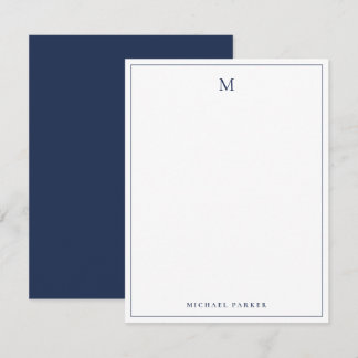 Monogrammed Modern Blue Professional  Bedankkaart