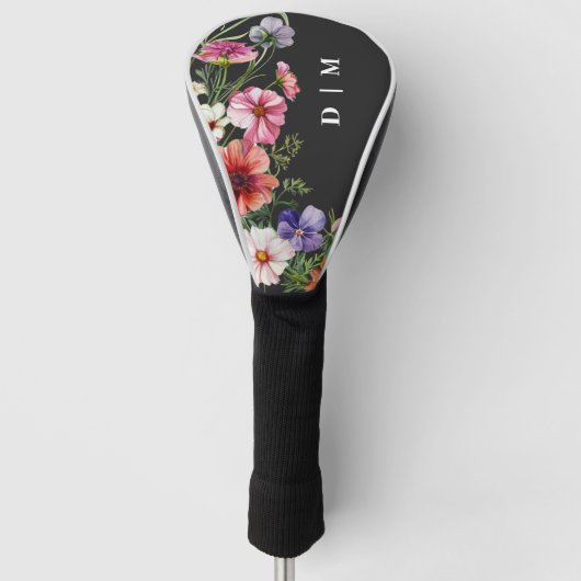 Monogrammed Modern Boho Floral Golfheadcover (Voorkant)