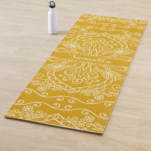 Monogrammed Modern Elegant Yellow Yogamat (In situ)