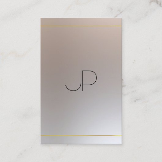 Monogrammed Modern Gold Silver Kijk Sjabloon Visitekaartje (Voorkant)