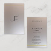 Monogrammed Modern Gold Silver Kijk Sjabloon Visitekaartje (Voorkant / Achterkant)