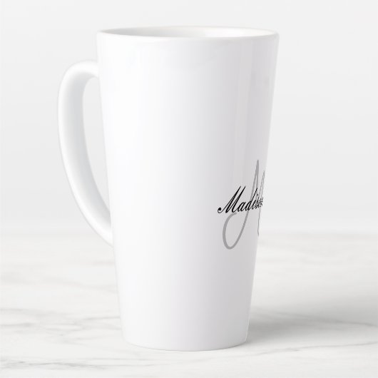 Monogrammed Modern Handschrift Naam Initiaal Latte Mok (Linkerhoek)
