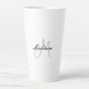 Monogrammed Modern Handschrift Naam Initiaal Latte Mok