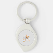 Monogrammed Modern Handschrift Naam Initiaal Sleutelhanger (Voorkant)