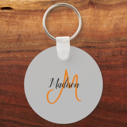 Monogrammed Modern Handschrift Naam Initiaal Sleutelhanger (Achterkant)
