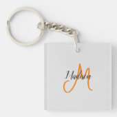 Monogrammed Modern Handschrift Naam Initiaal Sleutelhanger (voorkant)