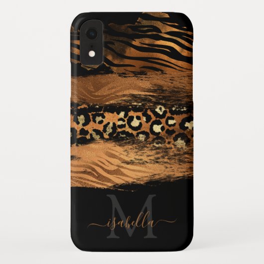 Monogrammed Modern Koperen Script Case-Mate iPhone Case (Achterkant)