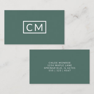 Monogrammed Modern Minimal Stijlvol Sage Green Visitekaartje