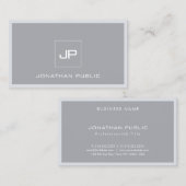 Monogrammed Modern minimalist Elegant Grey Plain Visitekaartje (Voorkant / Achterkant)