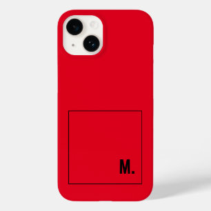 Monogrammed Modern Minimalist Red Black Initiaal Case-Mate iPhone 14 Hoesje