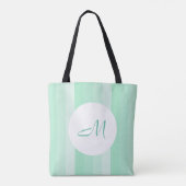 Monogrammed Modern Mint Green Striped Sjabloon Draagtas (Achterkant)