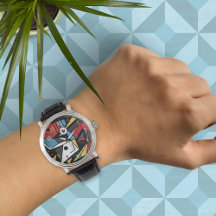 Monogrammed Modern Rood & Zwart Geometrisch Abstra