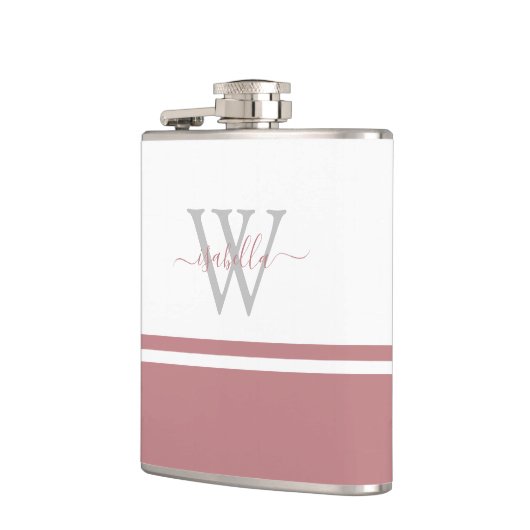 Monogrammed Modern Script Dusty Roos Heupfles (Links)