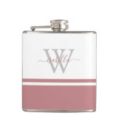 Monogrammed Modern Script Dusty Roos Heupfles (Voorkant)