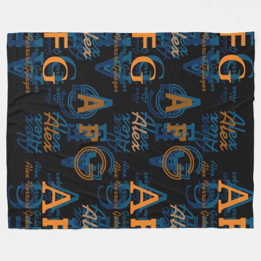 Monogrammed Moderne Collage van Initialen & Namen Fleece Deken (Voorkant (Horizontaal))