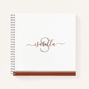 Monogrammed Moderne Elegant Script Rust Notitieboek
