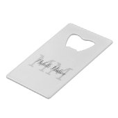 Monogrammed Moderne Handschrifsnaam Initialen Kredietkaart Flessenopener (Voorkant Gekanteld)