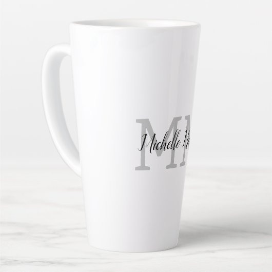 Monogrammed Moderne Handschrifsnaam Initialen Latte Mok (Linkerhoek)