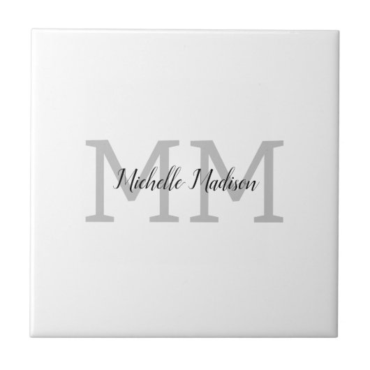 Monogrammed Moderne Handschrifsnaam Initialen Tegeltje (Voorkant)