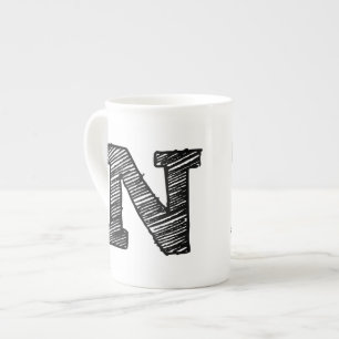 Monogrammed-Mok: Brief "N" Porselein Kop