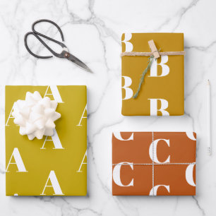 Monogrammed mosterdbrons shades custom Initiaal Inpakpapier Vel