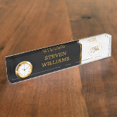 Monogrammed Naam & Moderne Handtekening Naambordje (Zijkant)