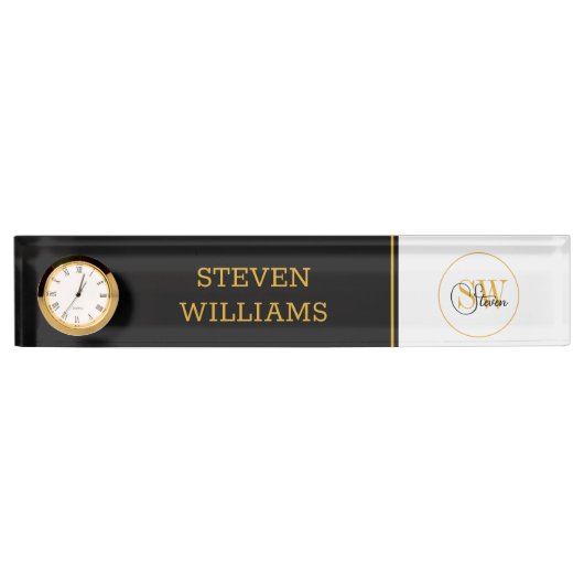 Monogrammed Naam & Moderne Handtekening Naambordje (Voorkant)