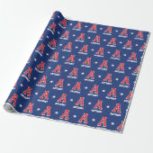Monogrammed naam Star Red Navy Custom Cadeaupapier (Uitgerold)