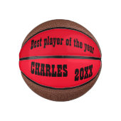 Monogrammed Naam & Tekst in Rood/Zwart | Basketbal (Voorkant)