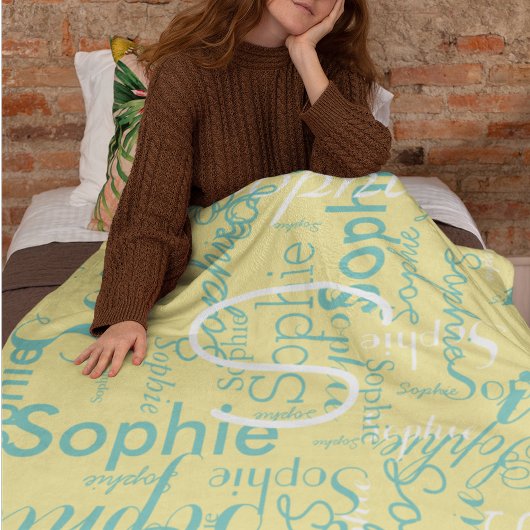 Monogrammed naam typografie patroon fleece deken