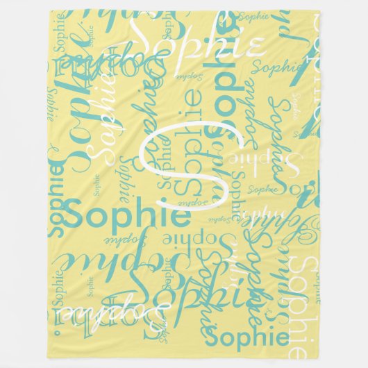 Monogrammed naam typografie patroon fleece deken (Voorkant)
