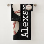 Monogrammed name, Baseball Black Bad Handdoek (Insitu)