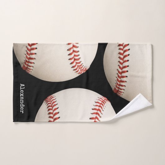 Monogrammed name, Baseball Black Bad Handdoek (Handdoek)