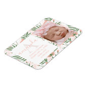 Monogrammed Name Floral Pink Birth Announcement Magneet (Linkerzijde)