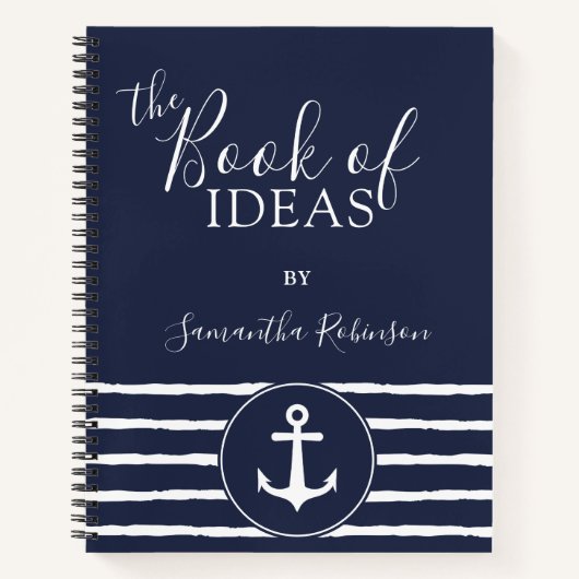 Monogrammed Nautical Ideas Journal Navy Blue Notitieboek (Voorkant)