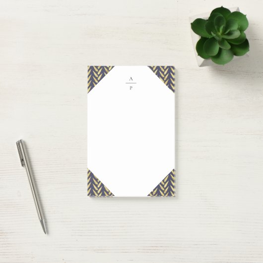 Monogrammed Navy and Gold Leaf Post-it® Notes (Kantoor)