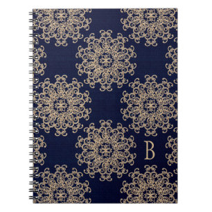 Monogrammed Navy Blue and Gold Notebook Journal Notitieboek