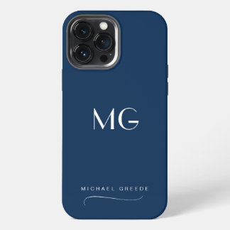 Monogrammed Navy Blue Minimalist met naam iPhone 13 Pro Max Hoesje