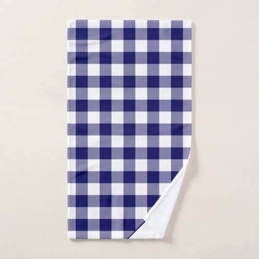 Monogrammed Navy Blue White Buffalo Pset Pattern Bad Handdoek (Handdoek)