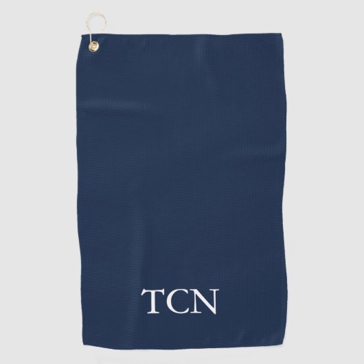 Monogrammed Navy Blue White Classic Gift Golfer Golfhanddoek (Voorkant)
