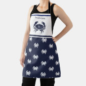 Monogrammed Navy Blue White Crab Nautical Schort (Insitu)