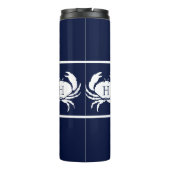 Monogrammed Navy Blue White Crab Nautical Thermosbeker (Achterkant)