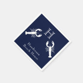 Monogrammed Navy Blue White Lobster Nautical Servet (Hoek)