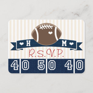 MONOGRAMMED NAVY RSVP FOOTBALL BRUILOFT RSVP KAARTJE