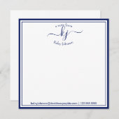 Monogrammed Navy White van het bureau van de Nota Bedankkaart (Voorkant / Achterkant)