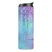 Monogrammed Ombre Rainbow Glitter Drip Thermosbeker (Gedraaid links)