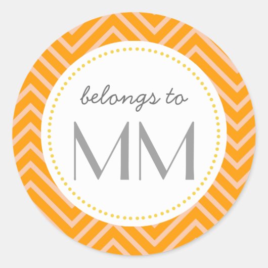 Monogrammed Orange Chevron - Étiquettes do-it-your (Devant)
