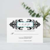 Monogrammed Ornamental Damask RSVP (Staand voorkant)